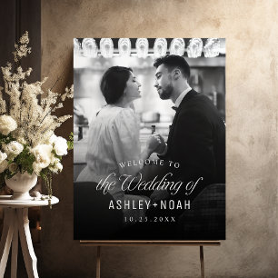 Simple Elegant Classy Script Photo Wedding Welcome Foam Board