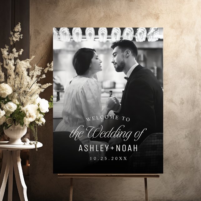 Simple Elegant Classy Script Photo Wedding Welcome Foam Board (Simple Elegant Classy Script Photo Wedding Welcome Foam Board)