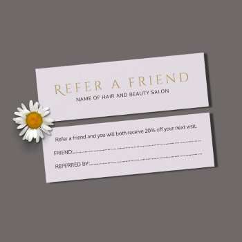 Simple Elegant Clean Faux Gold Referral Card by pro_business_card at Zazzle