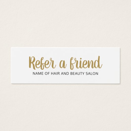 Simple Elegant Clean Faux Gold White Referral Card (Front)