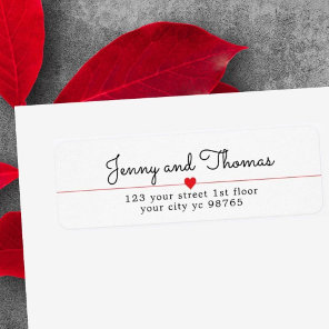 Simple Elegant Clean Heart Line Wedding Label