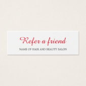 Simple Elegant Clean Red White Referral Card (Front)