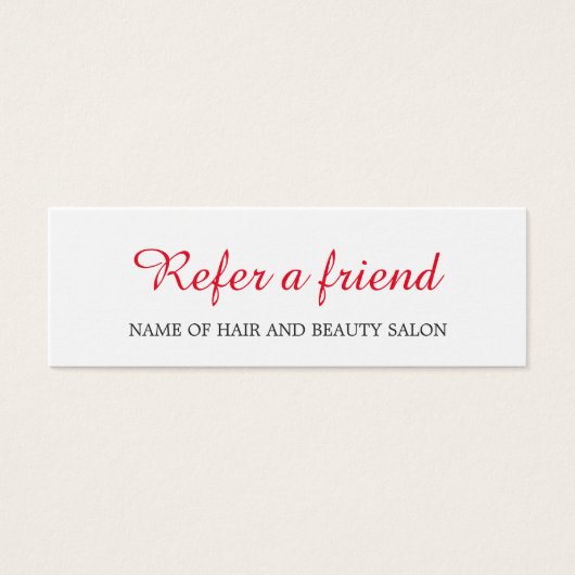 Simple Elegant Clean Red White Referral Card (Front)