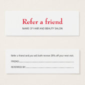Simple Elegant Clean Red White Referral Card (Front & Back)