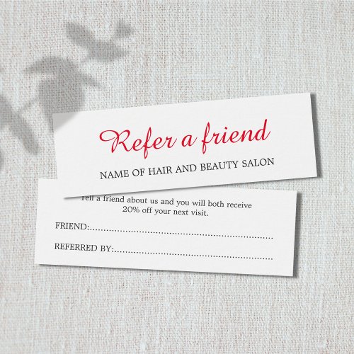 Simple Elegant Clean Red White Referral Card