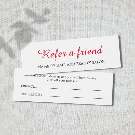 Simple Elegant Clean Red White Referral Card