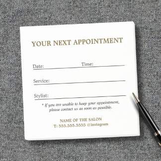 Simple Elegant Clean Salon Appointment Post-it Notes