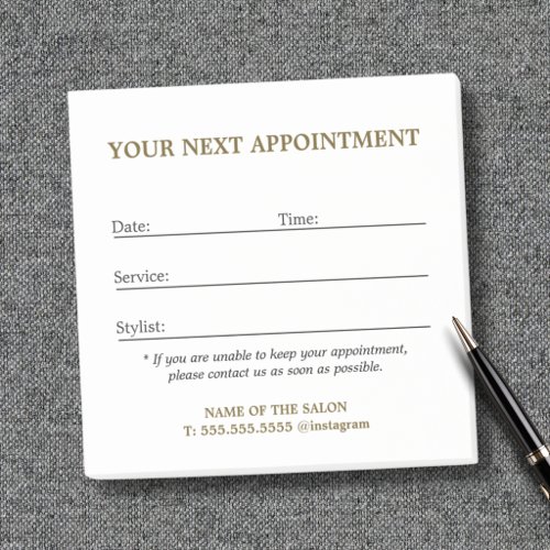 Simple Elegant Clean Salon Appointment Post-it Notes