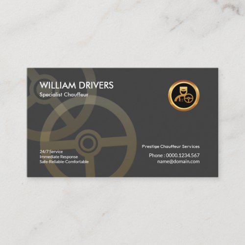 Simple Elegant Clean Steering Wheel Chauffeur Business Card