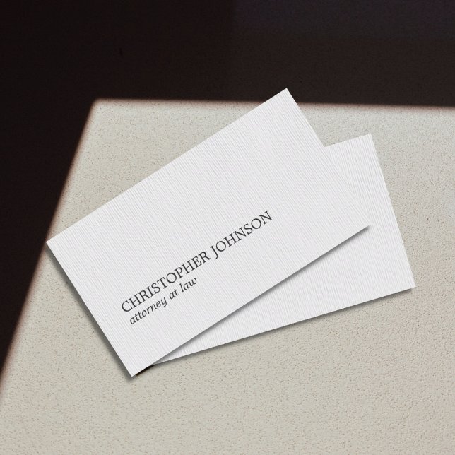 Simple Elegant Clean Texture White Attorney at law Business Card (Creator Uploaded)