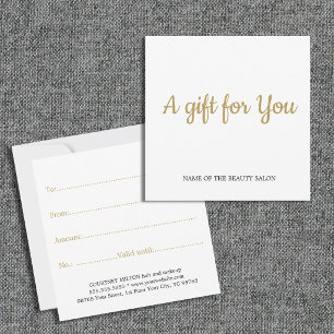 Simple Elegant Clean White Faux Golden Gift Note Card