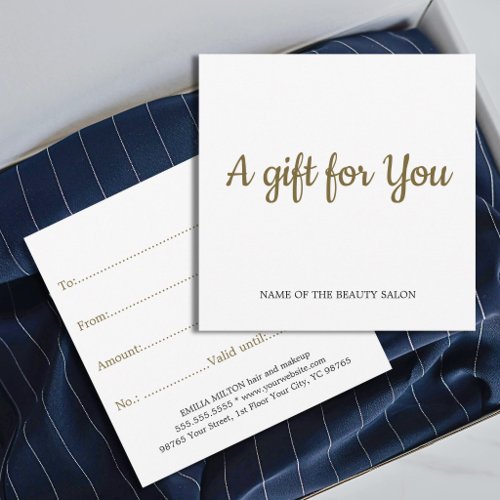 Simple Elegant Clean White Faux Golden Gift Note Card