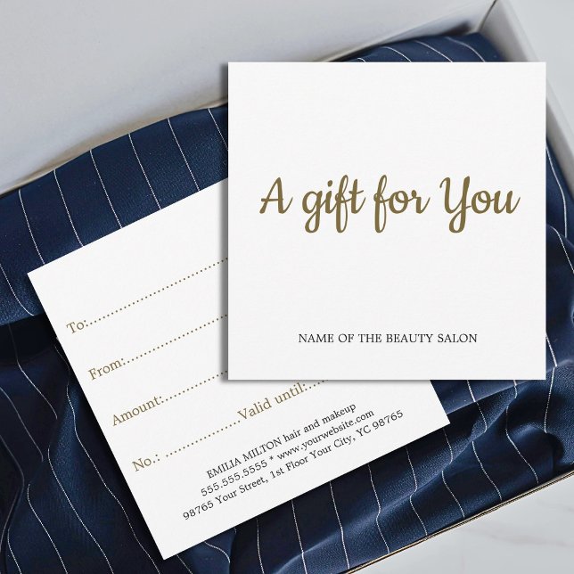 Simple Elegant Clean White Faux Golden Gift Note Card (Creator Uploaded)