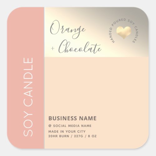 Simple elegant color block typography soy candle   square sticker