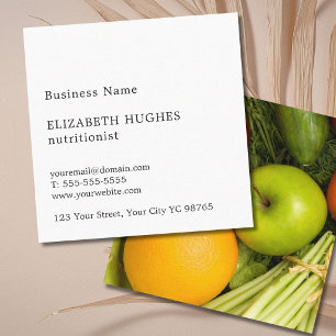 Simple Elegant Colorful Vegetables Nutritionist Square Business Card