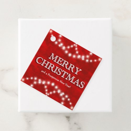 Simple Elegant Company Logo Merry Christmas Lights Favor Tags