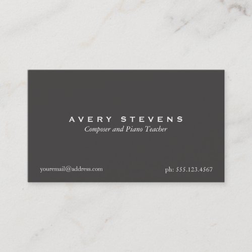 Simple Elegant Composer and Music Teacher Black Business Card