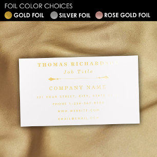 Simple Elegant Contact Calling Metallic Gold Foil Business Cards