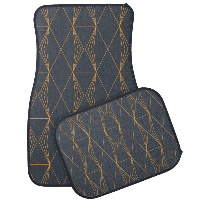 Simple, elegant, cool, trendy line graphic pattern car floor mat (Set)