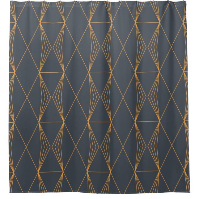 Simple, elegant, cool, trendy line graphic pattern shower curtain (Front)