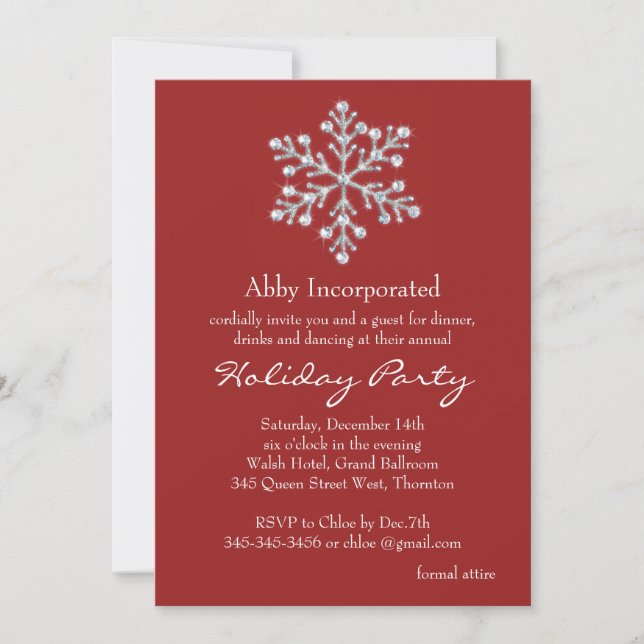 Simple & Elegant Corporate Holiday Party - red Invitation (Front)