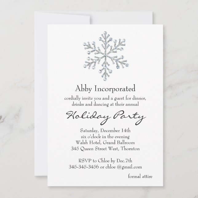Simple & Elegant Corporate Holiday Party - white Invitation (Front)