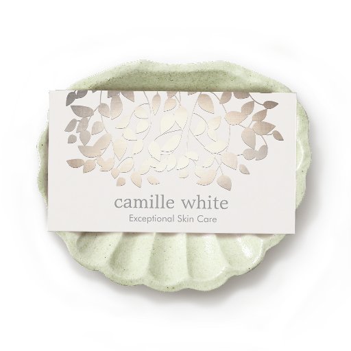 Customizable Cosmetology Faux Gold Foil Leaves Business Card