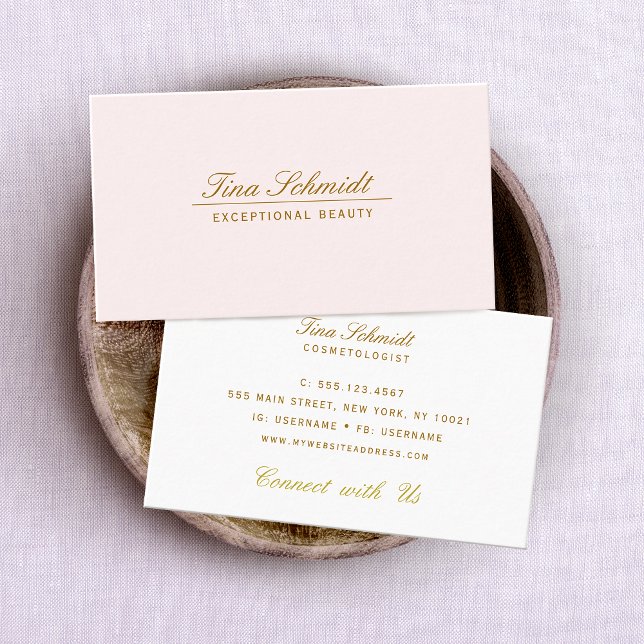 Simple Elegant Cosmetology Spa and Salon Pink Business Card (Creator Uploaded)