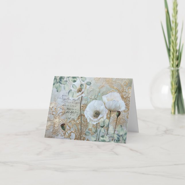 Simple Elegant Country Chic Floral Note Card (Front)