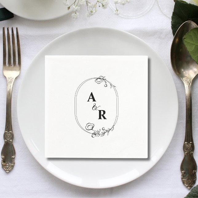 Simple Elegant Couple Initials Wedding Napkins (Creator Uploaded)