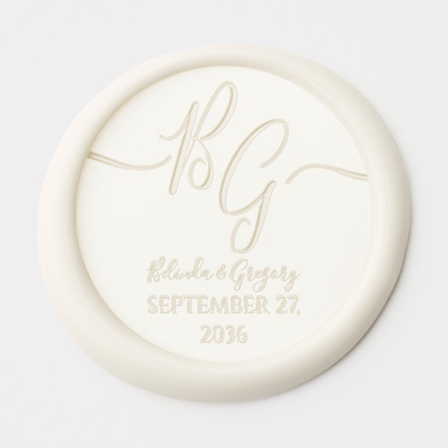 Simple Elegant Couple Initials Wedding  Wax Seal Sticker (Front)