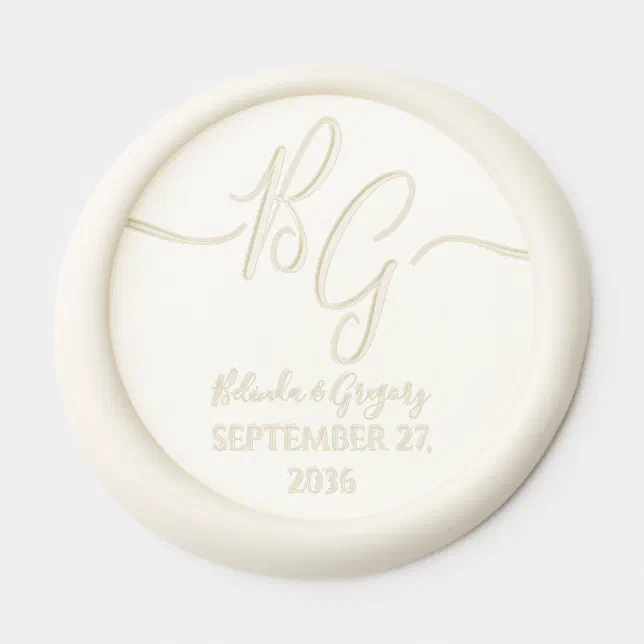 Simple Elegant Couple Initials Wedding Wax Seal Sticker | Zazzle