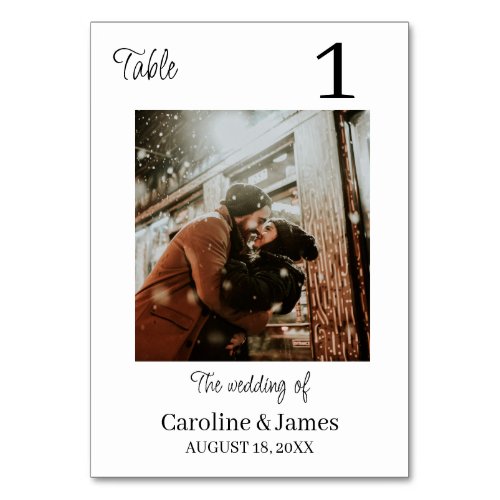 Simple Elegant Couple Lovely Moments Photo Wedding Table Number