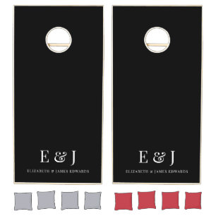 Simple Elegant Couple Monogram Initials Wedding Cornhole Set