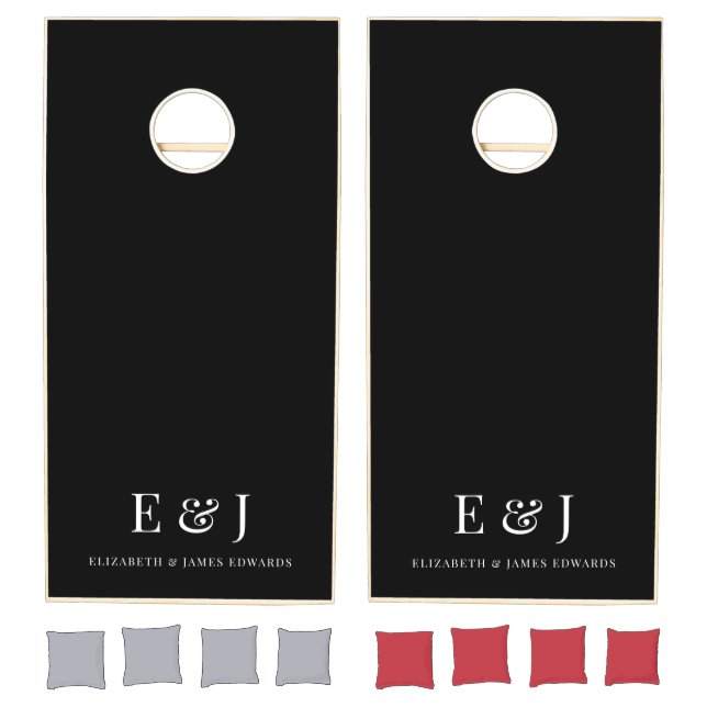 Simple Elegant Couple Monogram Initials Wedding Cornhole Set (Set)