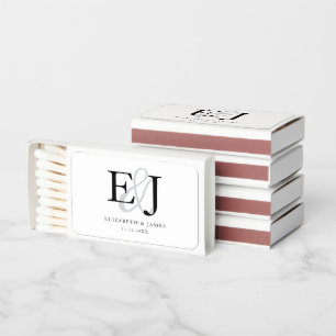 Simple Elegant Couple Monogram Wedding Matchboxes