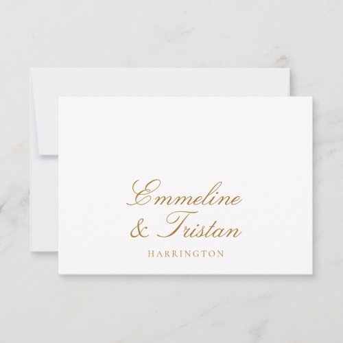 Simple Elegant Couple Names Gold Script Monogram Note Card