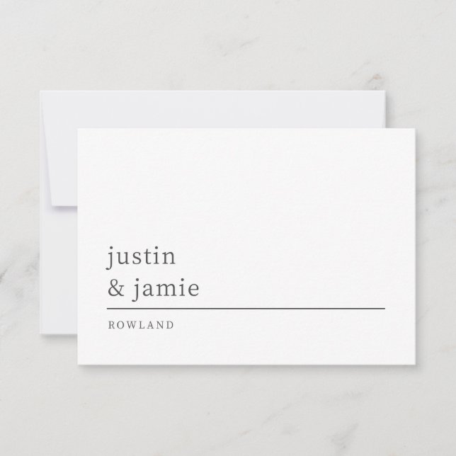Simple Elegant Couple Names Monogram Note Card (Front)