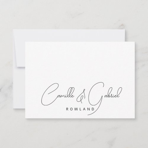 Simple Elegant Couple Names Script Monogram Note Card