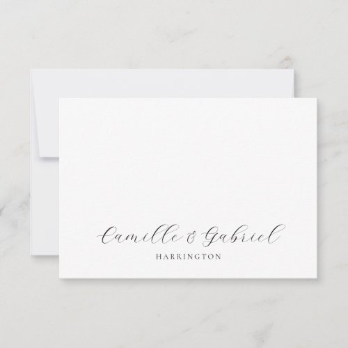 Simple Elegant Couple Names Script Monogram Note Card