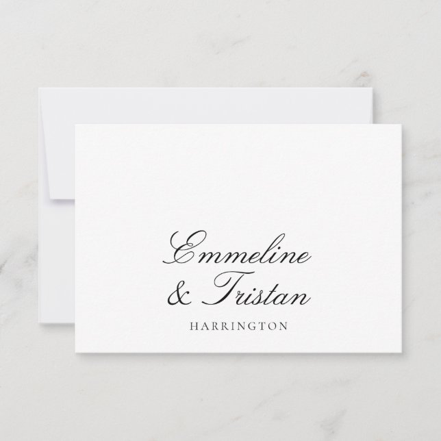 Simple Elegant Couple Names Script Monogram Note Card (Front)