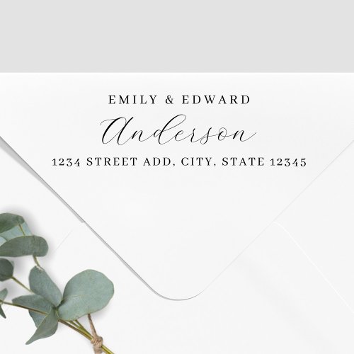 Simple Elegant Couple Names Wedding Return Address Self_inking Stamp