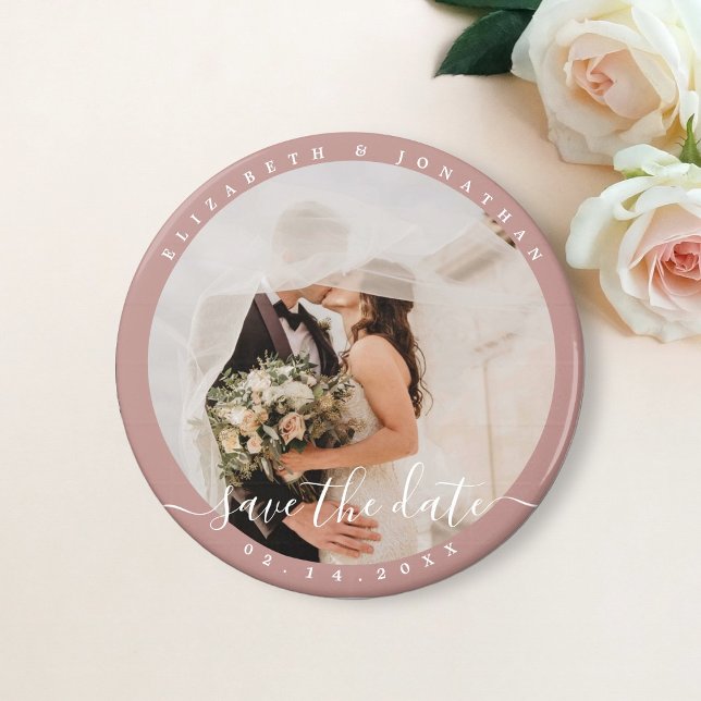 Simple Elegant Couple Photo Wedding Save The Date Magnet (Creator Uploaded)