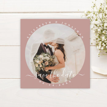 Simple Elegant Couple Photo Wedding Save The Date Magnetic Invitation by littleteapotdesigns at Zazzle