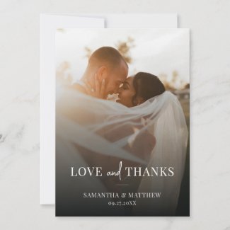 Simple Elegant Couple Photo Wedding Thank You Card