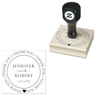 Simple Elegant Couple Thank You Wedding Rubber Stamp