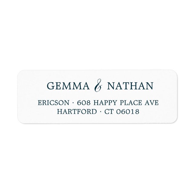 Simple Elegant Couples Name Teal Return Address Label (Front)