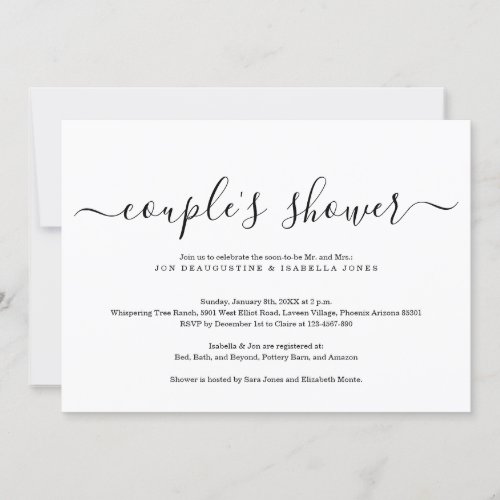 Simple Elegant Couples Shower Invitation