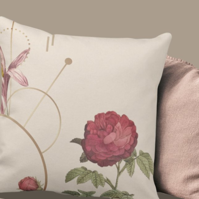 Simple Elegant Cream & Burgundy Floral Design Throw Pillow (Creator Uploaded)
