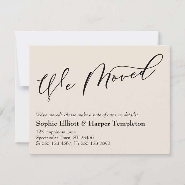 Simple Elegant Cream We Moved New Address Card (Front)